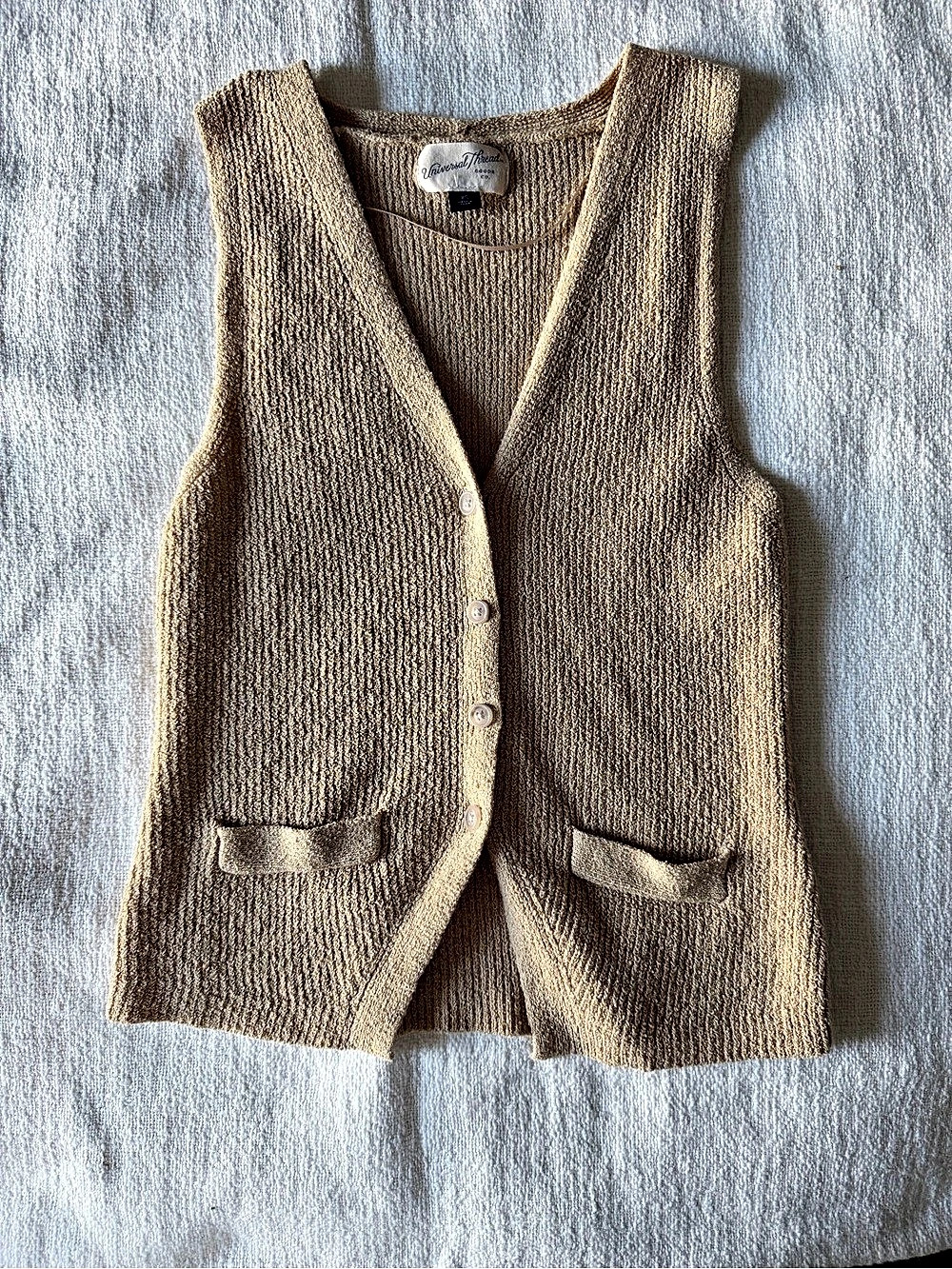Universal Thread Button-Front Knit Sweater Vest Brown XS